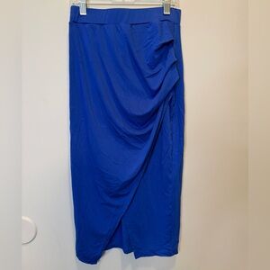 HALARA Royal Blue Draped Midi Skirt XS